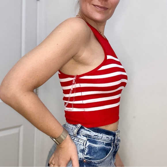 Racer Stripe Crop Knit Top - Picture 5 of 7